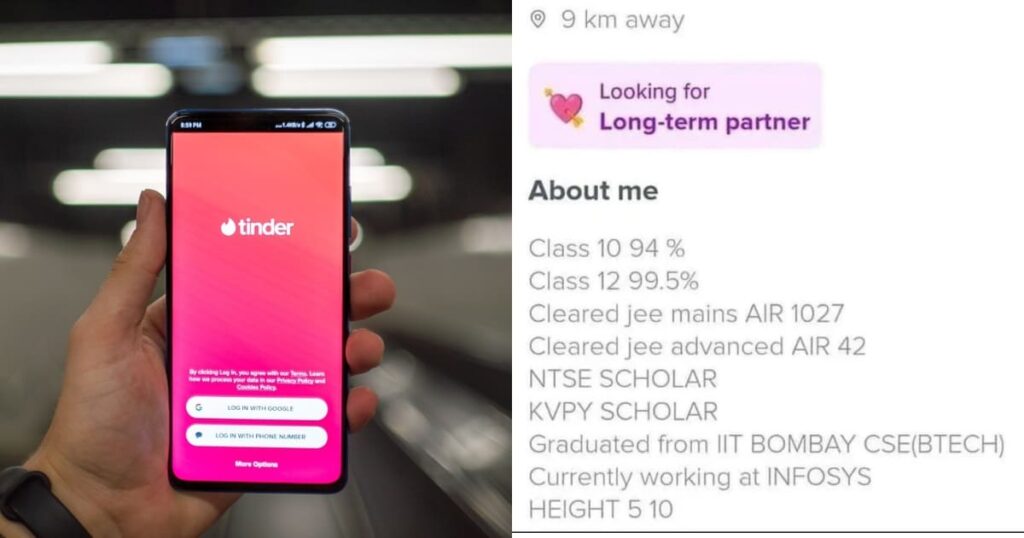 IIT ગ્રેજ્યુએટ ટિન્ડર પ્રોફાઇલ પર શૈક્ષણિક સિદ્ધિઓની યાદી આપે છે; નેટીઝન્સ કહે છે, 'આ ટિન્ડર છે, લિંક્ડઇન નથી'