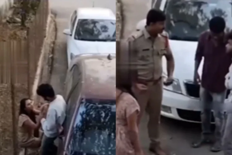 Viral Video: ચોંકાવનારો? છોકરો અને છોકરી રોડની બાજુમાં પાર્ક કરેલી કારની બાજુમાં અયોગ્ય કૃત્ય કરતા પકડાયા, પછી આવું થાય છે