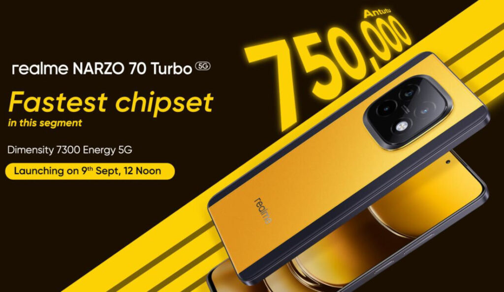 realme NARZO 70 Turbo 5G ભારતમાં 9મી સપ્ટેમ્બરે લોન્ચ થશે