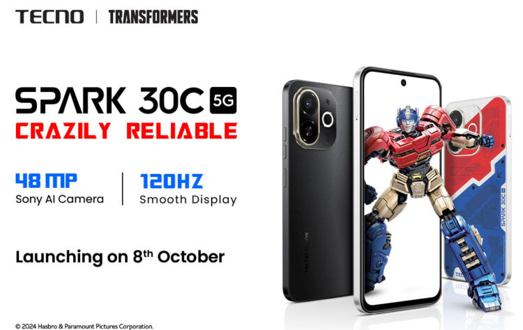 TECNO Spark 30C 5G ભારતમાં 8મી ઓક્ટોબરે લૉન્ચ થવાની તૈયારીમાં છે