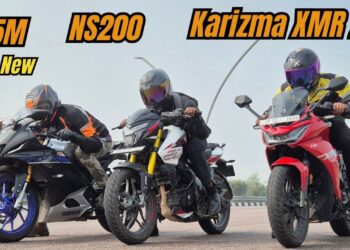 Hero Karizma XMR 210 vs Yamaha R15M vs Bajaj Pulsar NS200 ડ્રેગ રેસ