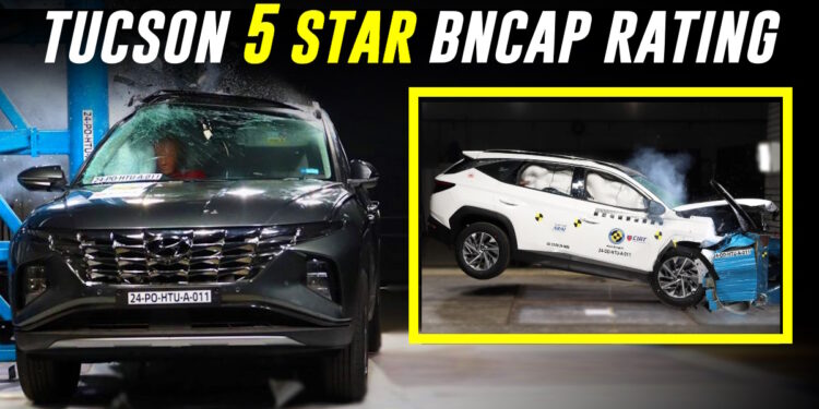 Hyundai Tucson ભારત NCAP ક્રેશ ટેસ્ટમાં પરફેક્ટ 5-સ્ટાર સેફ્ટી રેટિંગ સ્કોર કરે છે [Video]