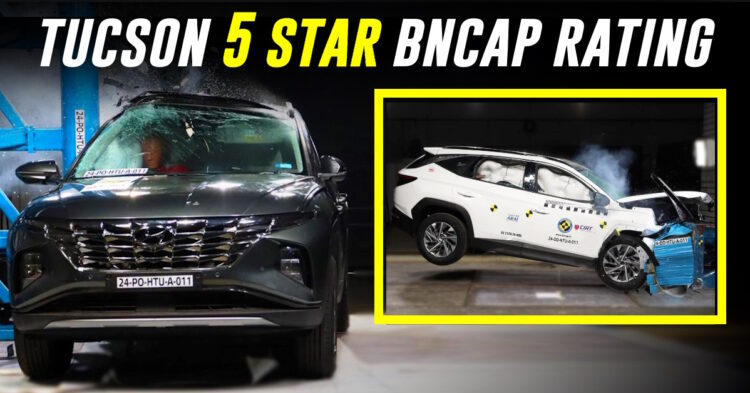 Hyundai Tucson ભારત NCAP ક્રેશ ટેસ્ટમાં પરફેક્ટ 5-સ્ટાર સેફ્ટી રેટિંગ સ્કોર કરે છે [Video]