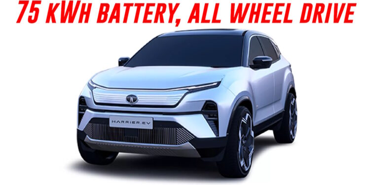 Harrier.EV 75 kWh બેટરી અને ઓલ વ્હીલ ડ્રાઇવ સાથે Mahindra XEV 9e ને પડકારશે