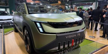 Skoda Vision 7S ભારત મોબિલિટી એક્સ્પો 2025માં પ્રદર્શિત કરવામાં આવ્યું