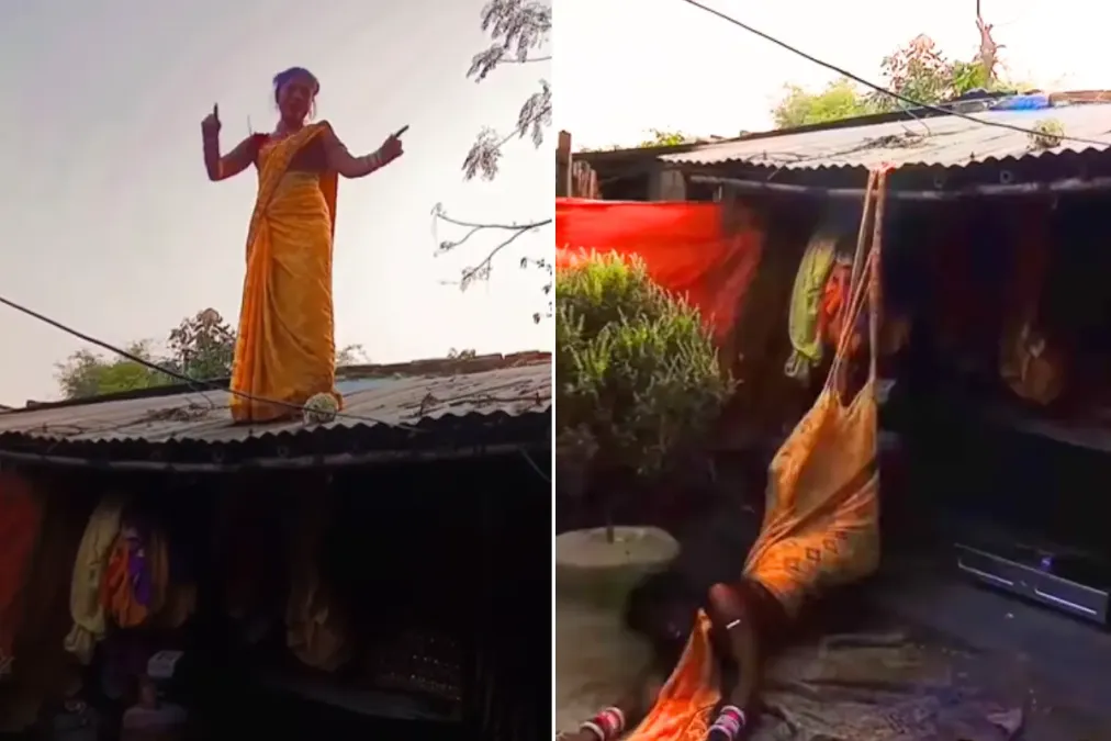 વાયરલ વીડિયો: ભાભી નૃત્યો સાડીમાં ટીન છત શેડ પર, શું થાય છે તે પછી નેટીઝન્સને 'આ ગાય સ્વાદ' કહેશે.