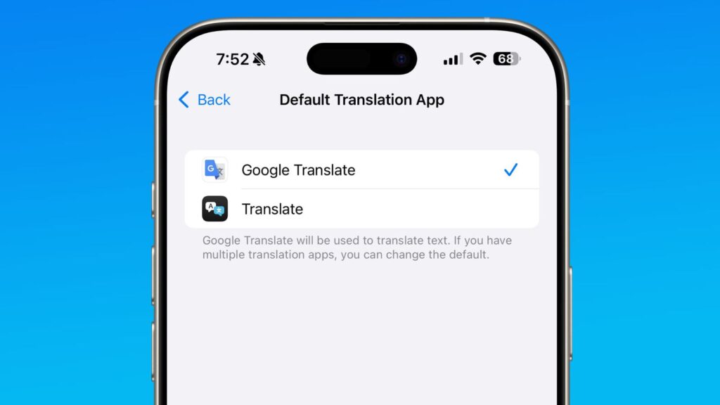 આઇફોન પર ડિફ default લ્ટ ટ્રાન્સલેશન એપ્લિકેશન તરીકે ગૂગલ ટ્રાન્સલેટને કેવી રીતે સેટ કરવું