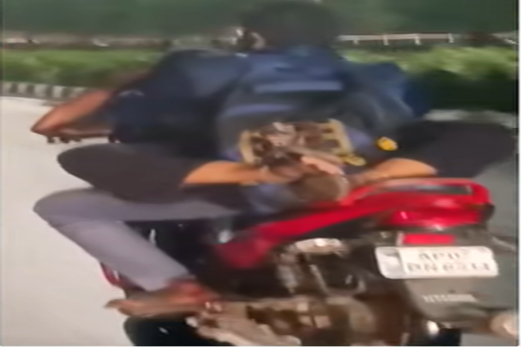 વિજયવાડા વિડિઓ: માર્ગ પર બેશર્મી ભમર ઉભા કરે છે! ગર્લફ્રેન્ડ, બાઇક પર બોયફ્રેન્ડ બધી મર્યાદા