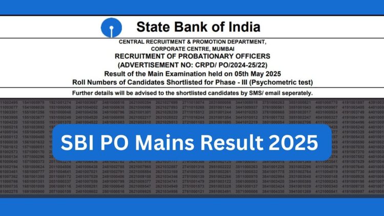 એસબીઆઈ પો મેઇન્સ પરિણામ 2025 જાહેર કરાયું: એસબીઆઈ.કો.ન પર સત્તાવાર પીડીએફમાં તમારો રોલ નંબર તપાસો; અહીં સીધી લિંક