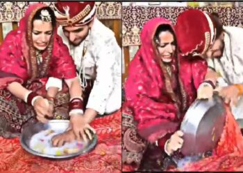 કન્યા પુરૂષ વાયરલ વિડિઓ: લગ્નની ધાર્મિક વિધિ અથવા ડબ્લ્યુડબ્લ્યુઇ રીંગ? નવદંપતી દંપતી તેની સામે લડતા 'ગાલી ચાપ ગોંડાસ,' નેટીઝન્સ રોષે ભરાય છે