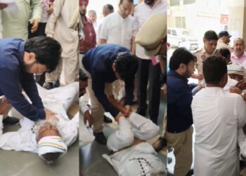 પંજાબ વાયરલ વીડિયો: કેબિનેટ પ્રધાન ડ Dr. રાવજોટ ભટિંડા મુલાકાત દરમિયાન વૃદ્ધ વ્યક્તિને વીરતાપૂર્વક બચાવે છે