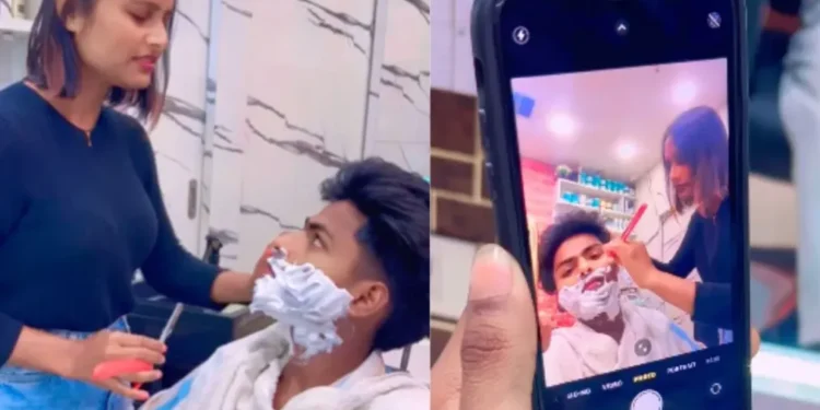 વાયરલ વિડિઓ: છોકરાઓ છોકરાઓ હશે! છોકરો હજામત માટે સલૂનની ​​મુલાકાત લે છે, તેની છોકરીની નજર લઈ શકતો નથી, તે અનન્ય શેવિંગ પદ્ધતિ બનાવે છે