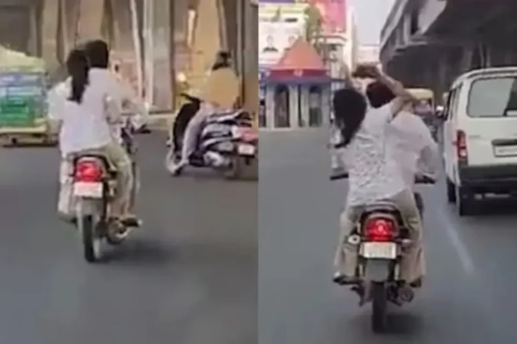 વાયરલ વિડિઓ: સશક્તિકરણ! પત્ની બાઇક પર સવારી કરતી વખતે પતિને ચંપલ સાથે સખત માર મારતી રહે છે, અવિશ્વાસમાં નેટીઝન્સ
