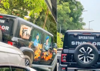 'Operation પરેશન સિંદૂર' ગ્રાફિક્સ સાથે મહિન્દ્રા થર રોક્સક્સ સ્પોટેડ