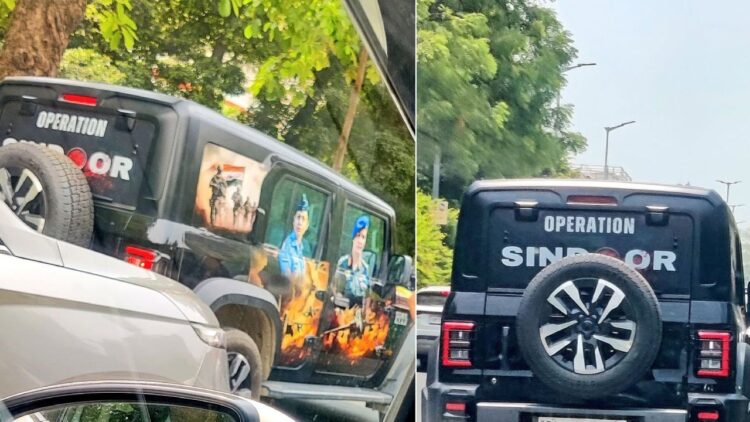 'Operation પરેશન સિંદૂર' ગ્રાફિક્સ સાથે મહિન્દ્રા થર રોક્સક્સ સ્પોટેડ
