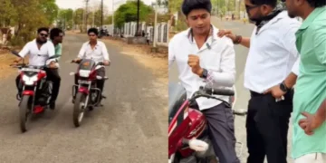 વાયરલ વિડિઓ: એક જીફ્ફાઇમાં ભીગી બિલીને સ્વેગ! બાઇક પર છોકરો ધમકી આપે છે, પછી 'કુતાઇ, જુઓ' ટાળવા માટે ટ્રેક બદલી નાખે છે
