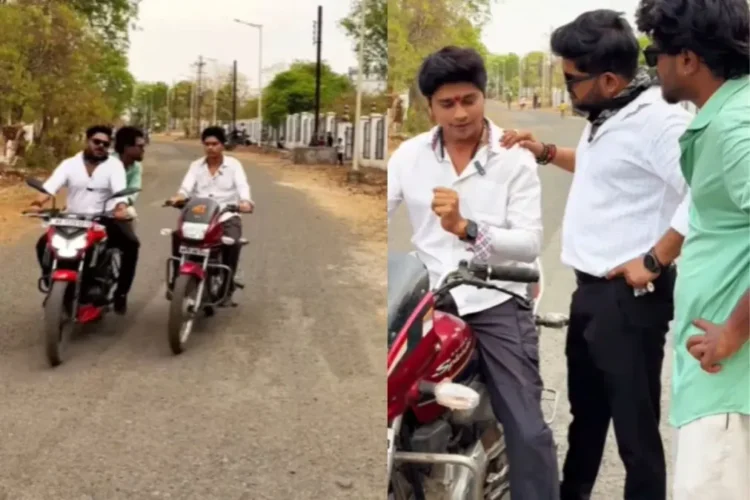 વાયરલ વિડિઓ: એક જીફ્ફાઇમાં ભીગી બિલીને સ્વેગ! બાઇક પર છોકરો ધમકી આપે છે, પછી 'કુતાઇ, જુઓ' ટાળવા માટે ટ્રેક બદલી નાખે છે