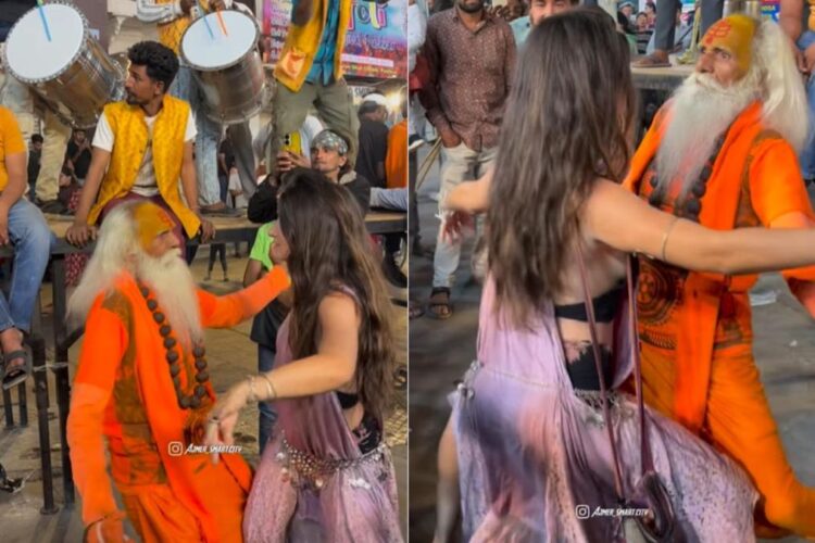 વાયરલ વિડિઓ: બાબાજીનો ફ્લોર ટોડ ડાન્સ વિથ ફોરેનર ગર્લ વાયરલ, નેટીઝન કહે છે 'સાધના ભાંગ ...'