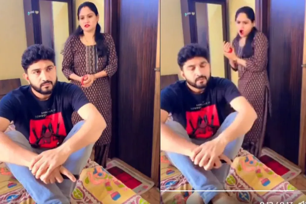 વાયરલ વીડિયો: પત્ની લગ્ન કરવા માટે બિંદી, મંગલસુત્ર અને સિંદૂરનો ઉપયોગ કરવા માટે પતિને ત્રાસ આપે છે, તેનો જવાબ 'શાકલ હાય ...' ઇન્ટરનેટ તોડે છે