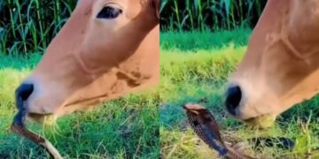 વાયરલ વિડિઓ: ગાયનો સૌમ્ય સ્પર્શ કોબ્રાને વખાણવા માટે, વિસ્મયથી ઇન્ટરનેટ