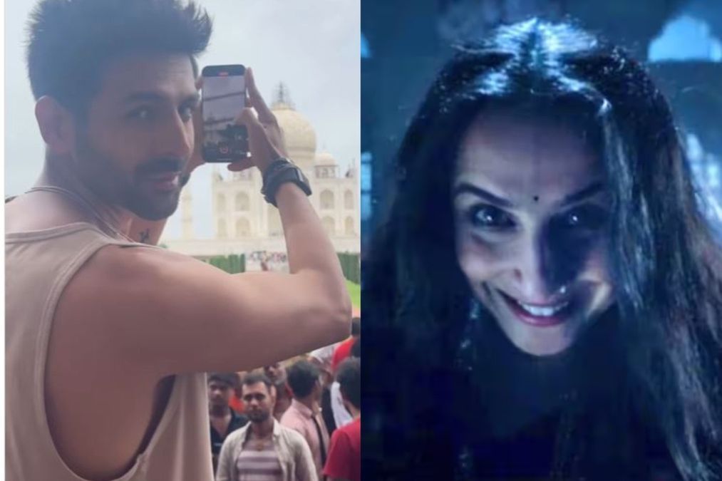 વિડિઓ: કરણ જોહરની ફિલ્મ શૂટ દરમિયાન કાર્તિક આર્યન તાજ ખાતે તેના મુમાટાઝની શોધ કરે છે, નેટીઝન્સ કહે છે 'મંજુલીકા…'